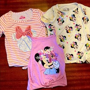 3 Disney Minnie Mouse Kids Tops - Pink, White, Multicolor